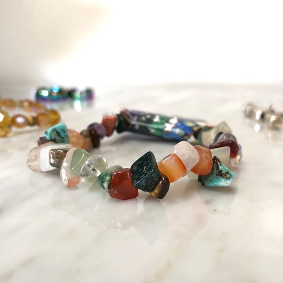 Lot of 5 Mixed Jewelry Gemstone Glass Bead KITTY Bracelets Stainless Steel Rings - Picture 6 of 10
